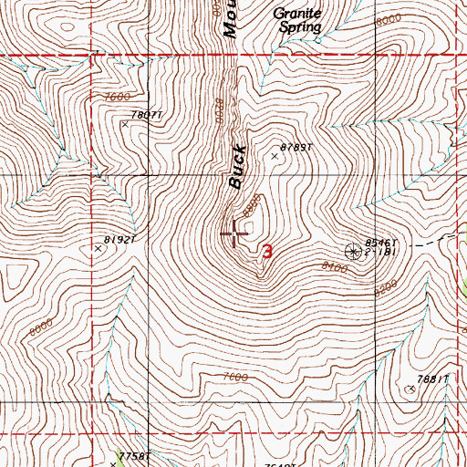 Topographic Map of Buck Mountain, NV