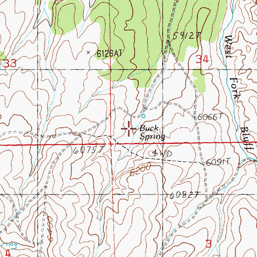 Topographic Map of Buck Spring, NV