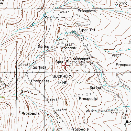 Topographic Map of Buckhorn Mine, NV