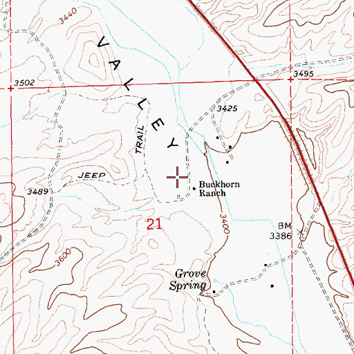 Topographic Map of Buckhorn Ranch, NV