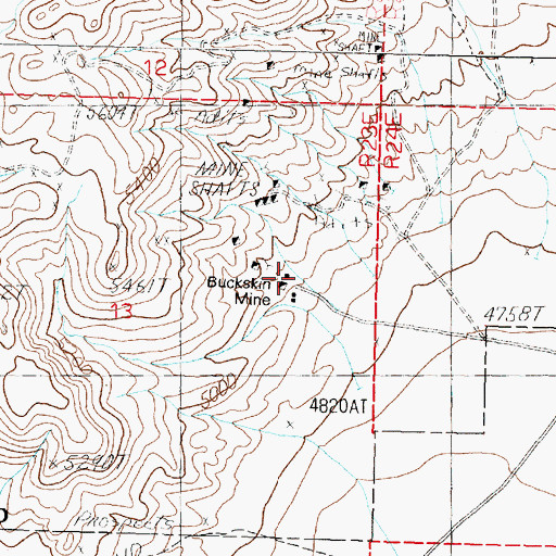 Topographic Map of Buckskin Mine, NV