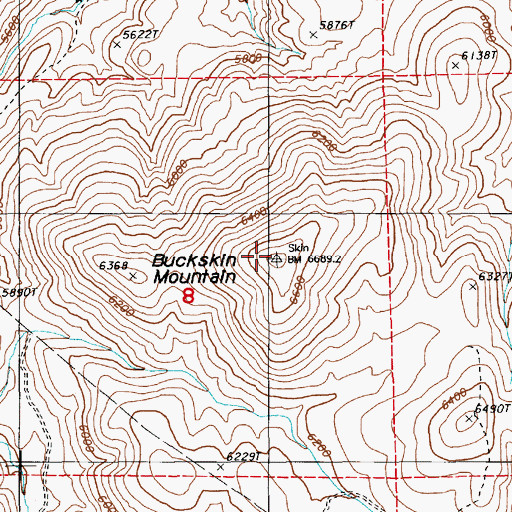Topographic Map of Buckskin Mountain, NV