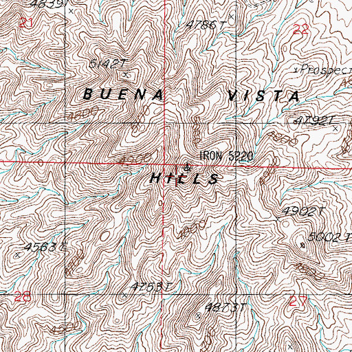 Topographic Map of Buena Vista Hills, NV