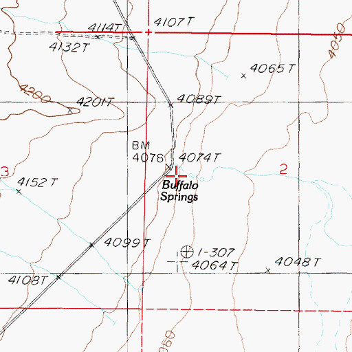 Topographic Map of Buffalo Springs, NV