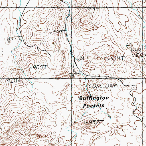 Topographic Map of Buffington Pockets, NV