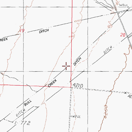 Topographic Map of Bull Creek Ditch, NV