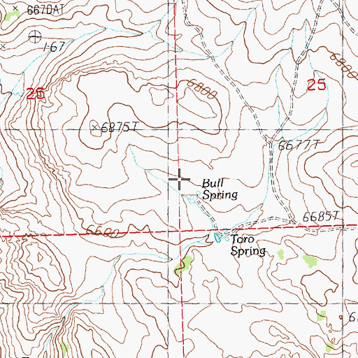 Topographic Map of Bull Spring, NV
