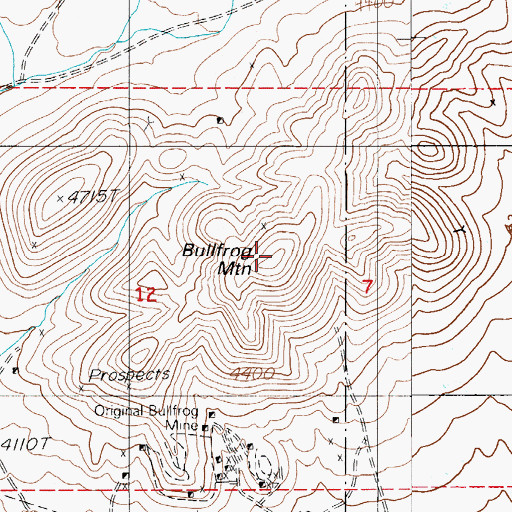Topographic Map of Bullfrog Mountain, NV