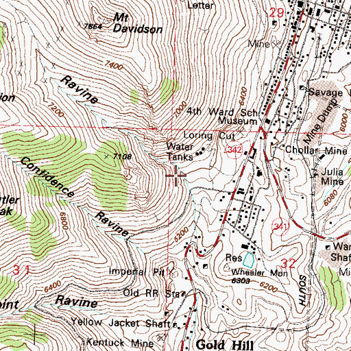 Topographic Map of Bullion Ravine, NV