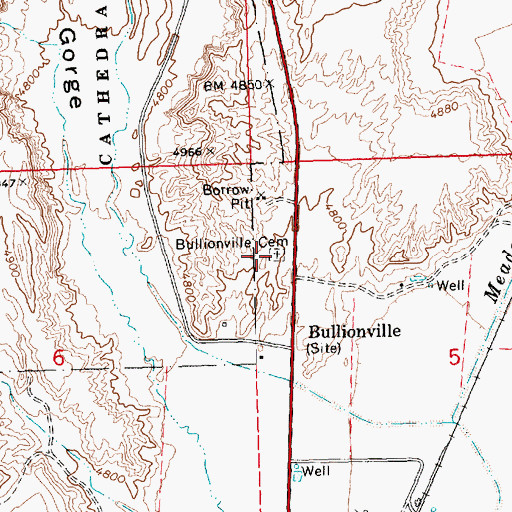 Topographic Map of Bullionville Cemetery, NV