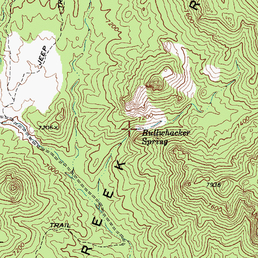 Topographic Map of Bullwhacker Spring, NV