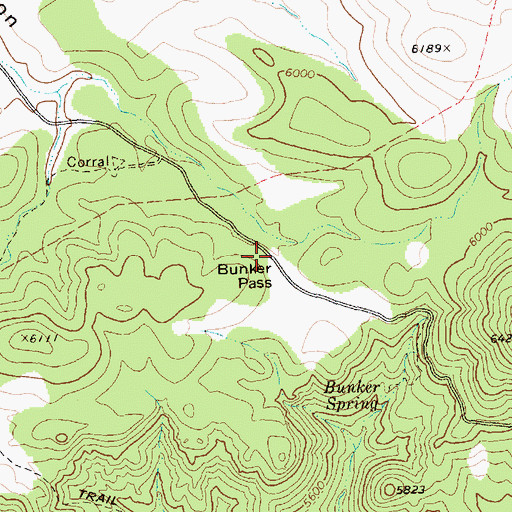 Topographic Map of Bunker Pass, NV