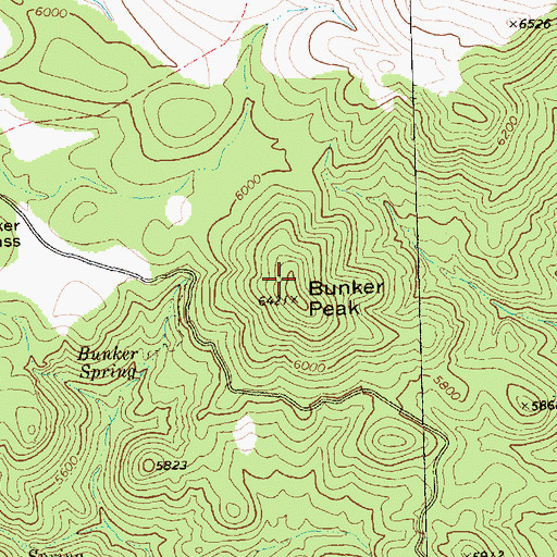 Topographic Map of Bunker Peak, NV