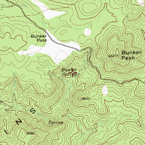 Topographic Map of Bunker Spring, NV