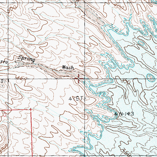 Topographic Map of Burro Spring Wash, NV