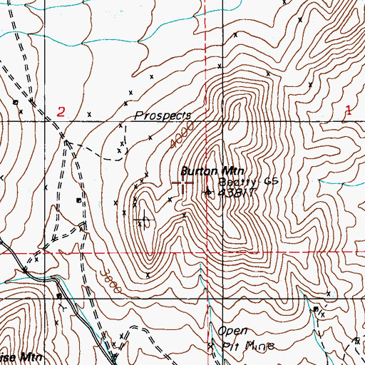 Topographic Map of Burton Mountain, NV