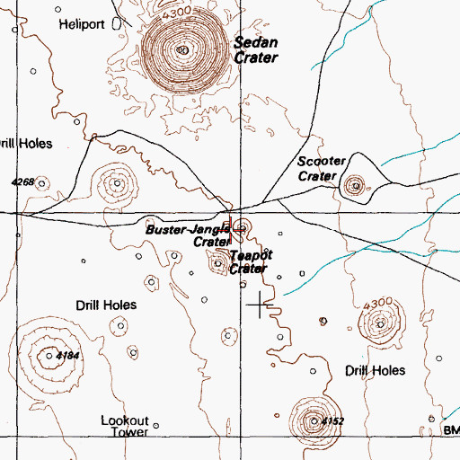 Topographic Map of Buster Jangle Crater, NV