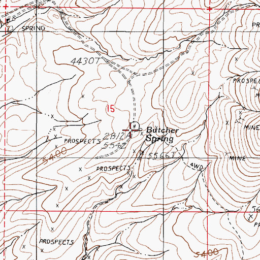Topographic Map of Butcher Spring, NV