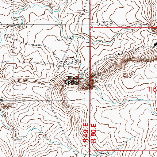 Topographic Map of Butte Spring, NV