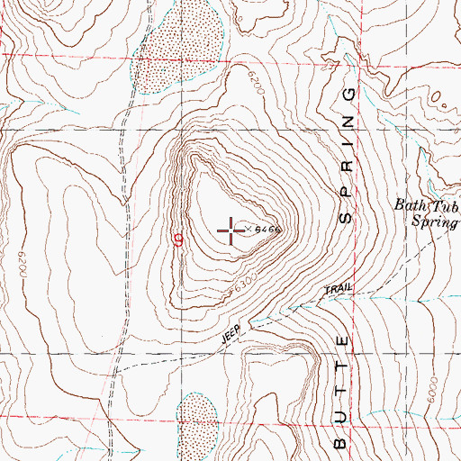 Topographic Map of Butte Spring Hills, NV
