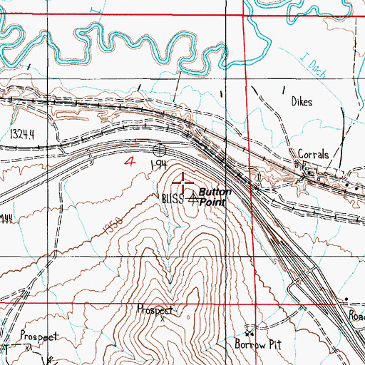 Topographic Map of Button Point, NV