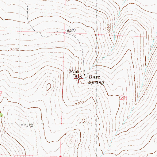 Topographic Map of Buzz Spring, NV