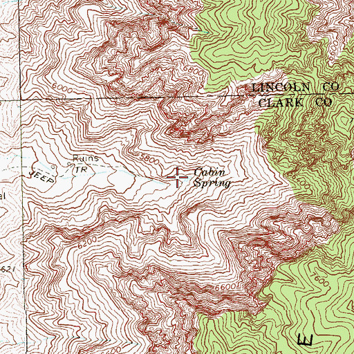 Topographic Map of Cabin Spring, NV