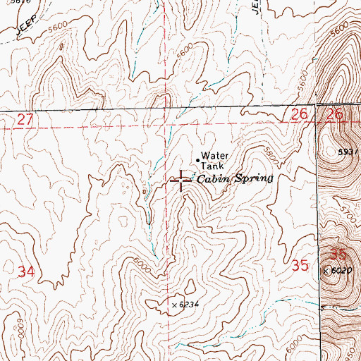 Topographic Map of Cabin Spring, NV