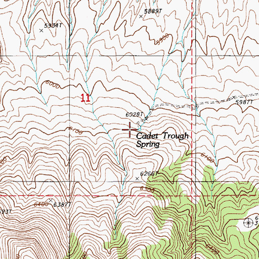 Topographic Map of Cadet Trough Spring, NV