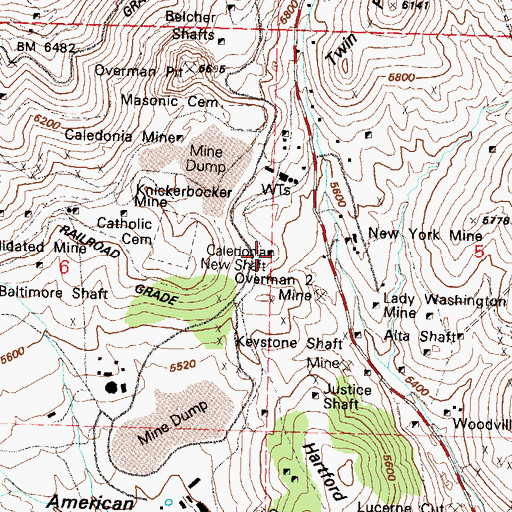Topographic Map of Caledonia New Shaft, NV
