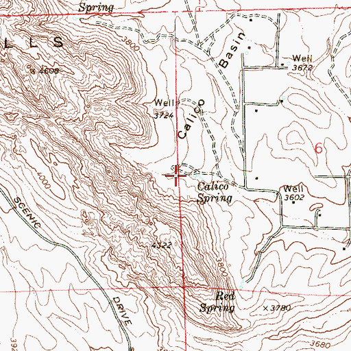 Topographic Map of Calico Spring, NV