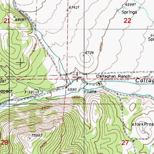 Topographic Map of Callaghan Ranch, NV
