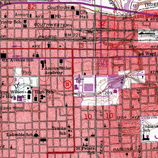 Topographic Map of Pine Bluff Post Office, AR
