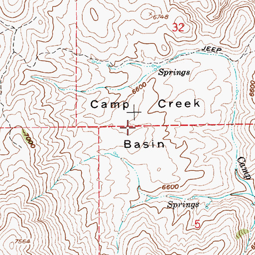Topographic Map of Camp Creek Basin, NV