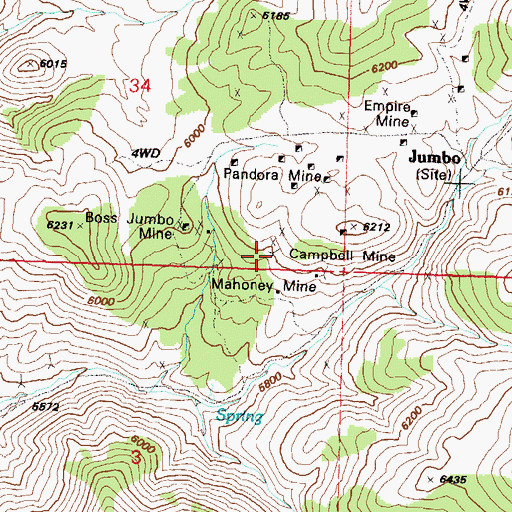 Topographic Map of Campbell Mine, NV