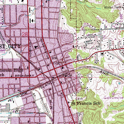 Topographic Map of Forrest City Post Office, AR