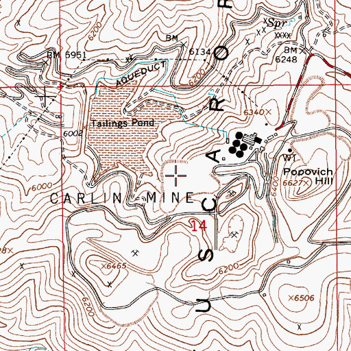 Topographic Map of Carlin Mine, NV