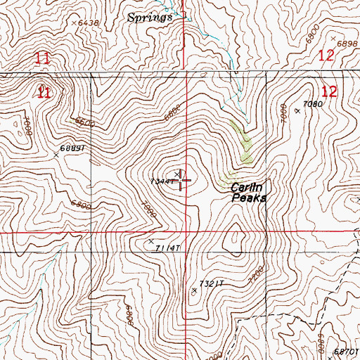 Topographic Map of Carlin Peaks, NV