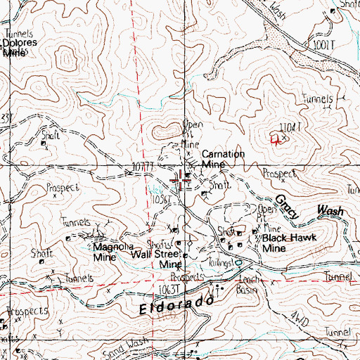 Topographic Map of Carnation Mine, NV
