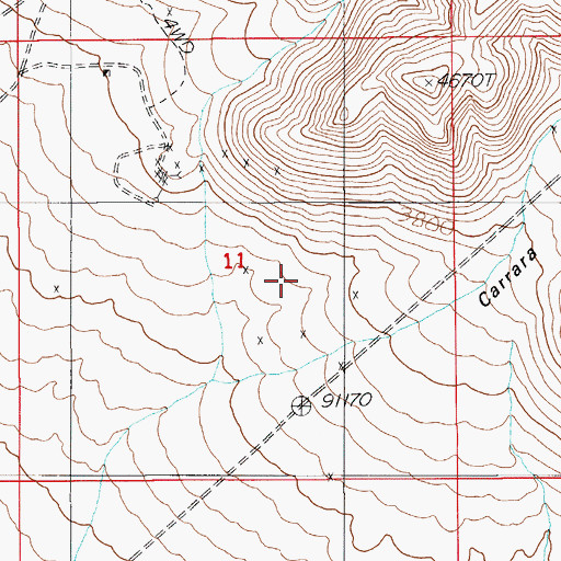 Topographic Map of Carrara Canyon, NV