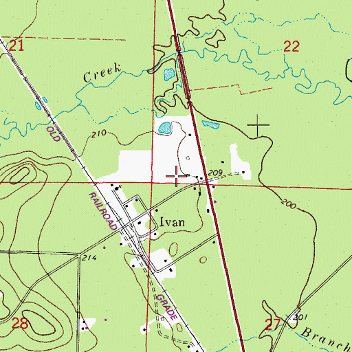 Topographic Map of Ivan Post Office, AR