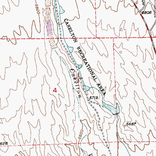 Topographic Map of Caselton Recreational Area, NV