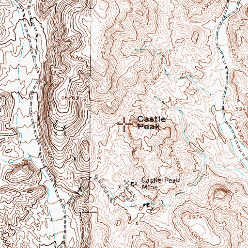 Topographic Map of Castle Peak, NV