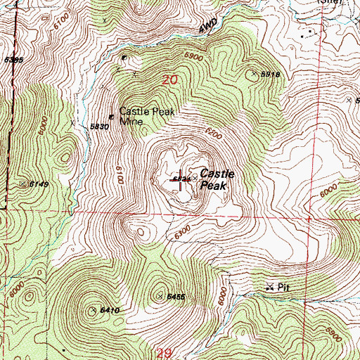 Topographic Map of Castle Peak, NV
