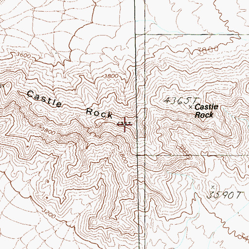 Topographic Map of Castle Rock, NV