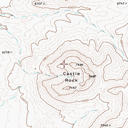 Topographic Map of Castle Rock, NV