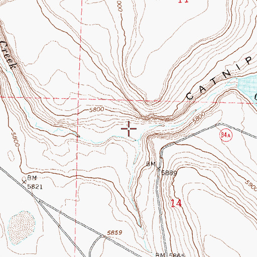 Topographic Map of Catnip Canyon, NV