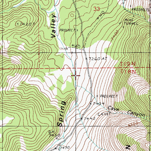 Topographic Map of Cave Canyon, NV