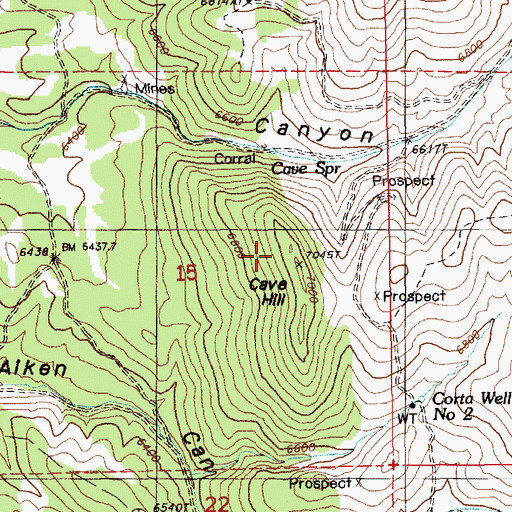 Topographic Map of Cave Hill, NV