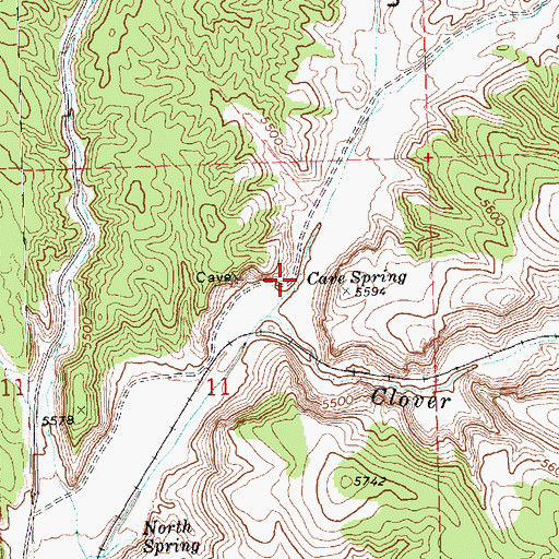 Topographic Map of Cave Spring, NV